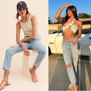 AGOLDE 90s High Rise Distressed Minimalist Grunge Scandi Girl Straight Jeans 25